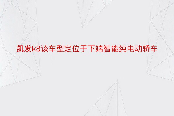 凯发k8该车型定位于下端智能纯电动轿车