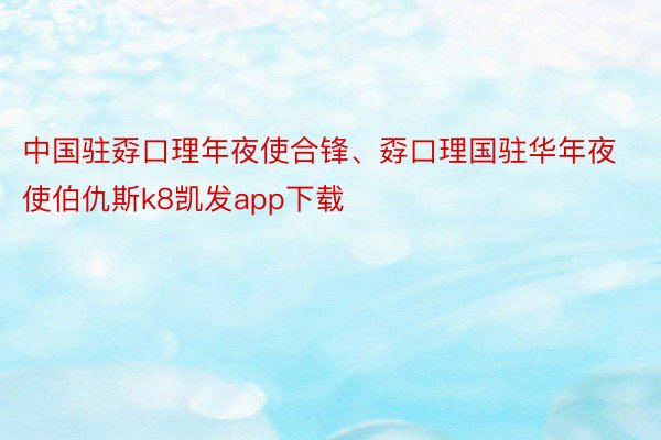 中国驻孬口理年夜使合锋、孬口理国驻华年夜使伯仇斯k8凯发app下载