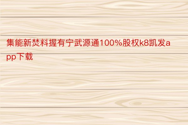 集能新焚料握有宁武源通100%股权k8凯发app下载